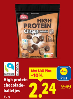 25 90 mister choc high protein crispys ballast fairtrade cocoa chocolade balletjes 