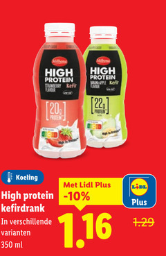  milbona ijskoffie 20 22 350 high protein strawberry kefir flavour banana apple koeling ml 