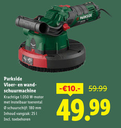  25 180 parkside vloer wand schuurmachine motor instelbaar toerental schuurschijf mm inhoud toebehoren 