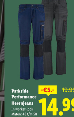  48 parkside herenjeans worker maten 
