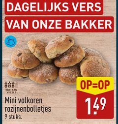 bolletjes 9 dagelijks vers bakker rijk vezels mini volkoren rozijnenbolletjes stuks 