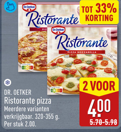  dr oetker diepvriespizza 2 33 400 dr.oetker nutri score ristorante piz pizza mozzarella meerdere stuk 
