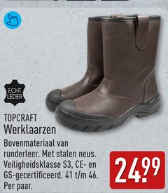  46 leder werklaarzen bovenmateriaal runderleer stalen neus veiligheidsklasse gs gecertificeerd paar 