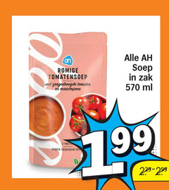  albert heijn huismerk soep 2 romige tomatensoep zongedroogde tomaten mascarpone zak ml 