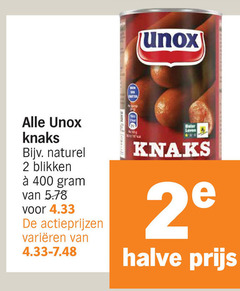  unox knakworsten 2 400 knaks naturel blikken varieeren leven halve 