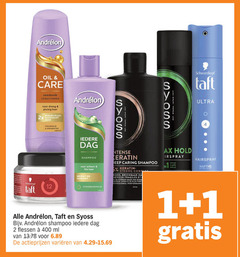  andrelon taft syoss hairspray shampoo haargel conditioner 1 2 5 12 400 oil care voedende droog pluizig haar minder pluis 2x arganolie schwarzkopf osaka japan ultra dag schoon fris reinigt zonnebloemolie intense caring keratin strong roos breekbaar sx sterker 5x fort hold style flessen ml varieeren 