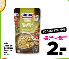 unox conimex soep zak groenten rijkgevuld hollandse erwten katenspek rookworst rijk vezels eiwitten 