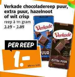  verkade chocolade chocoladereep puur hazelnoot wit crisp reep kilo v.a. uur 