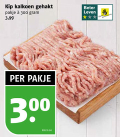  kalkoenvlees 300 kip kalkoen gehakt pakje 3.99 kilo beter leven dieren bescherming 