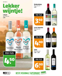  rose witte wijn rode 18 32 350 600 750 week wijntje heart fles ml drakensberg liter cruse selection blush pinot day crisp 4 50 grigio fresh gallo merlot chardonnay family octo roken drinken regionale supermarkt supermarkten 