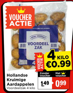  aardappelen 4 voucher hollandse kruimige vers verpakt voordeel zak kilo 