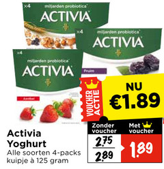 4 x4 probiotica activia miljarden pruim voucher yoghurt soorten kuipje 