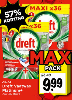  dreft vaatwasmiddel 36 courts maxi platinum vaatwas zak stuks anti pack 