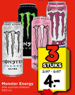  monster energiedrank 3 500 cad sugar ultra energy soorten blikken ml stuks 