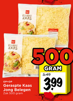  geraspte kaas 500 goudse jong belegen zak 3.99 