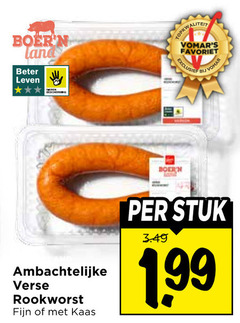  rookworst beter leven dieren bescherming favoriet boern www ambachtelijke verse fijn kaas stuk 