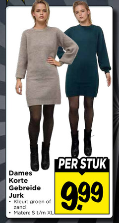  damesjurk dames korte gebreide jurk kleur groen zand maten stuk 