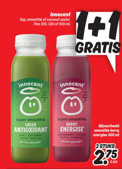  30 300 330 500 innocent sap smoothie coconut water fles ml 1 with vitamins super green antioxidant kiwi cucumber apple sugar berry energise strawberry cherry guarana 2stuks 