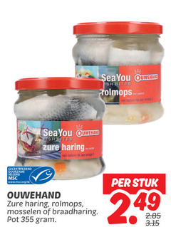  ouwehand rolmops haring 3 sea you bites zoetstof nature rijk omega gecertificeerd duurzame visserij www.msc.org nl fish zure mosselen braadharing pot stuk 