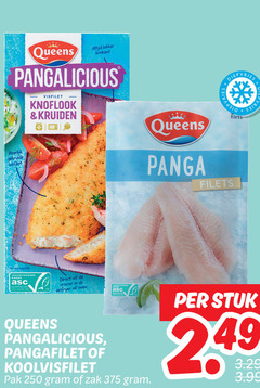  250 queens krokant pangalicious visfilet knoflook kruiden panga diepvries filets kweek vriezer airfryer oven pangafilet koolvisfilet pak zak stuk 3.99 