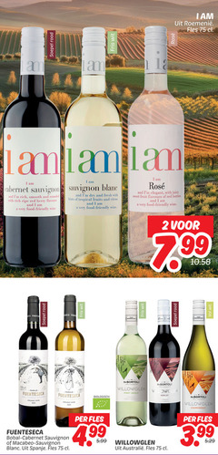  witte wijn rose rode 2 am soepel rood lam fris wit hla cabernet sauvignon blanc and smooth rounded with ripe red berry flavours food friendly wine dry fresh hints tropical fruits citrus rosee elegant juicy sweet fruit berries fuentes bobal organic fuente fles bortoli willowglen pinot grigio biologisch australia macabeo spanje 5.99 merlot chardonnay 3.99 