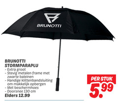  brunotti stormparaplu stevig metalen frame zwarte baleinen klittenbandsluiting opbergen beschermhoes cm elders stuk 5.99 