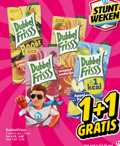  dubbelfrisss fruitdrank 1 2 100 vleugje zuivel dubbel frisss ananas sinaasappel appel heer verfris boor weken word pakken liter 