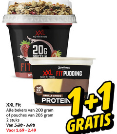  1 2 20 200 xxl nutrition fit protein zuivelhoeve pudding vanilla choco bekers pouches stuks 