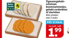  2 beter leven dieren bescherming schnitzel boomstammetjes gehakt cordonbleu slavinken schalen stuks schaal 