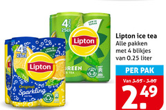  lipton ice tea 4 calories original sparkling sugar green pakken blikjes 0.25 liter pak 