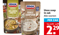  unox soep groen vezels rijkgevuld hollandse erwten rookworst romige champignon eiwitten zak soorten 