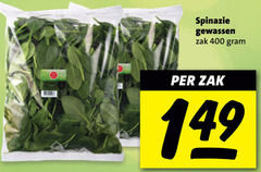  spinazie 400 gewassen zak 