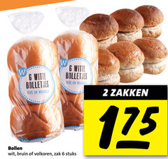  bolletjes 2 6 bollen witte vers wit bruin volkoren zak stuks zakken 