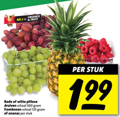  druiven ananas frambozen 500 nr.1 groente fruit rode witte pitloze schaal stuk 