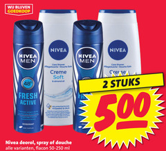  nivea deodorant douchegel 2 500 men fresh active fraicheur longue du extraits same care shower pflegedusche douche creme soft almond oil protecting formaat vitamins oils deorol spray flacon ml stuks 