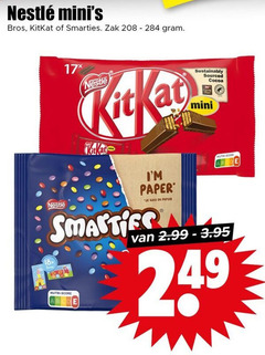  smarties bros kitkat mini chocoladerepen 24 zak 17x nestle at cocoa paper papier nutri score 
