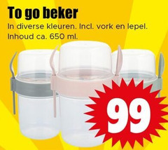  99 650 to go beker kleuren vork lepel inhoud ca. ml 