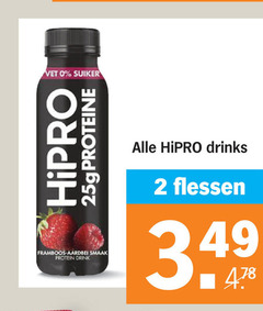  2 vet suiker proteine framboos aardbei protein drink drinks flessen 