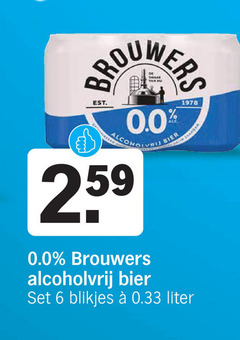  brouwers alcoholvrij bier 6 0.0 blikjes liter 