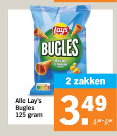  lays zoutjes 2 bugles nacho cheese flavour nutri score zakken 