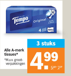  3 4 99 tempo merk tissues m.u.v original no. zacht stuks 