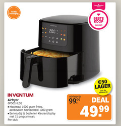  inventum friteuse 11 50 200 1000 1500 consumenten bond airfryer maximaal frites hoeveelheid bedienen kleurendisplay stuk deal 