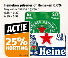  heineken 0.0 blikjes bier 6 25 pilsener tray blikken 33 50 6x 500ml liter v.a. 30ml original reine 