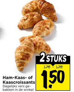  kaasbroodjes 2 ham kaas kaascroissants dagelijks vers bakken stuks 1 50 
