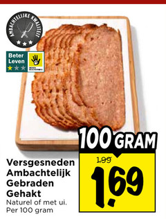  100 ambachtelijke beter leven versgesneden ambachtelijk gebraden gehakt naturel ui 