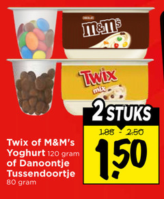  2 80 120 150 twix yoghurt danoontje tussendoortje chocolate mix stuks 