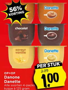  4 danette chocolat saveur vanille danone soorten kuipje stuk 1 00 