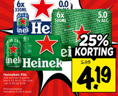  heineken 0.0 blikjes bier 6 25 6x 330ml orig pack sterke kou wa goudgele rakker koude biertje 500ml b go pils soorten blik stuk le bakker ei 