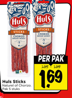  5 huls sticks chorizo droge worst naturel pak stuks 