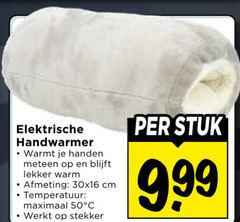  handwarmer 50 elektrische warmt handen meteen warm cm temperatuur maximaal stekker stuk 